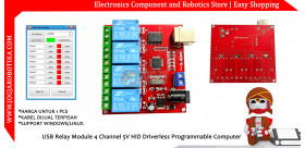 USB Relay Module 4 Channel 5V HID Driverless Programmable Computer