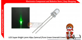 LED Super Bright 3mm Hijau Zamrud (Pure Green Emerald Green)