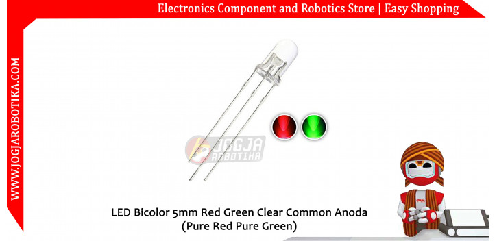 LED Bicolor 5mm Red Green Clear Common Anoda (Pure Red Pure Green)