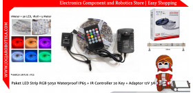Paket LED Strip RGB 5050 Waterproof IP65 + IR Controller 20 Key + Adaptor 12V 3A