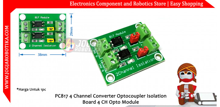 PC817 2 Channel Converter Optocoupler Isolation Board 2 CH Opto Module