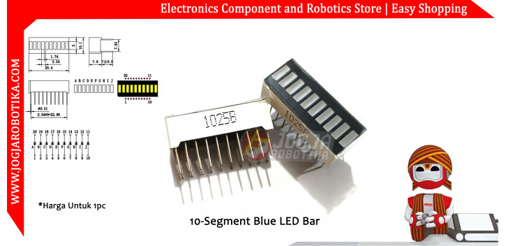 10-Segment Blue LED Bar