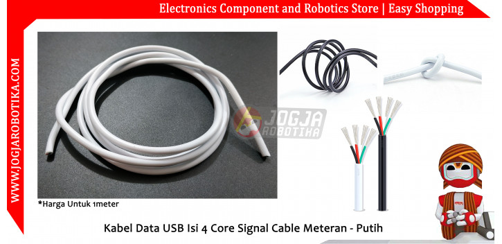 Kabel Data USB Isi 4 Core Signal Cable Meteran - Putih