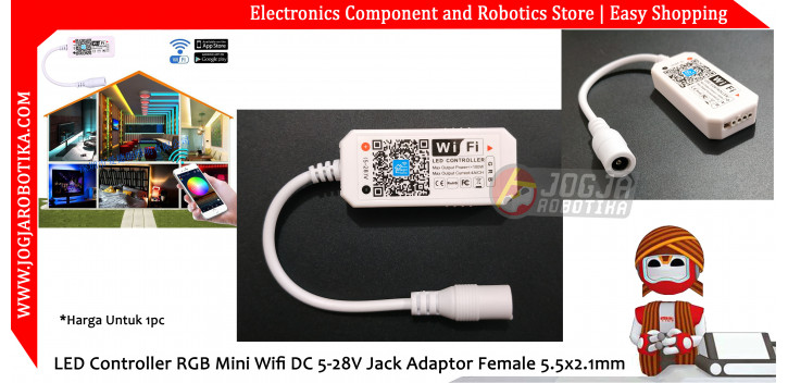 LED Controller RGB Mini Wifi DC 5-28V Jack Adaptor Female 5.5x2.1mm