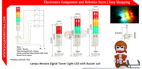 Lampu Menara Signal Tower Light LED with Buzzer 24V DC 2 Lampu
