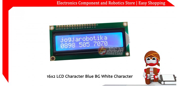 16x2 LCD Character Blue BG White Character