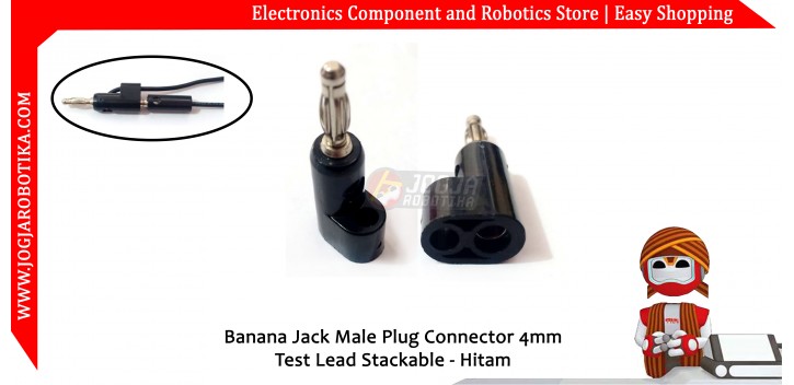 Banana Jack Male Plug Connector 4mm Test Lead Stackable - Hitam