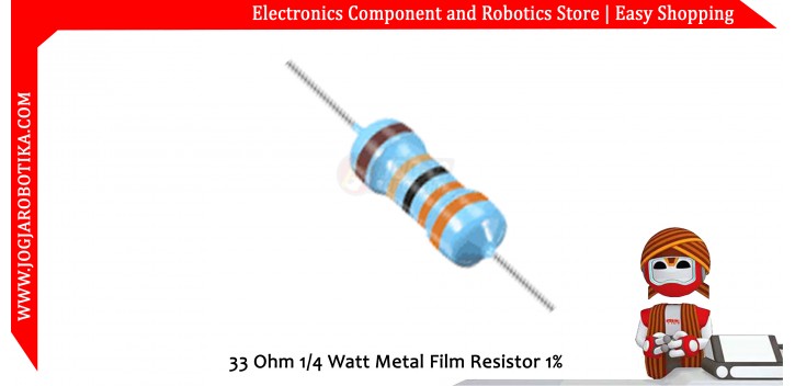 33 Ohm 1/4 Watt Metal Film Resistor 1%