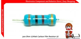 300 Ohm 1/2Watt Carbon Film Resistor