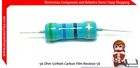 56 Ohm 1/2Watt Carbon Film Resistor