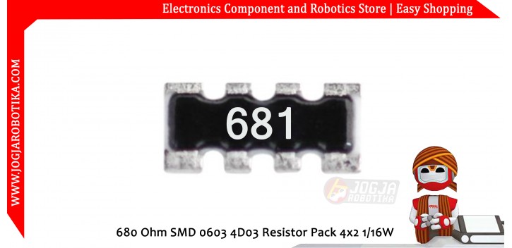 680 Ohm SMD 0603 4D03 Resistor Pack 4x2 1/16W