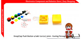 Knop/Cap Push Button 4 kaki 12x12x7.3mm - Kuning Persegi