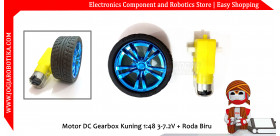 Motor DC Gearbox Kuning 1:48 3-7.2V + Roda Biru