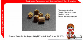 Copper Gear Gir Kuningan 8 Gigi 8T untuk Shaft 2mm RC WPL