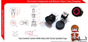 Tact Switch 10mm With Red LED Circle Symbol Cap