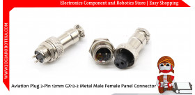 Aviation Plug 2-Pin 12mm GX12-2 Metal Male Female Panel Connector
