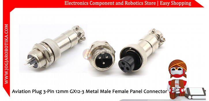 Aviation Plug 3-Pin 12mm GX12-3 Metal Male Female Panel Connector