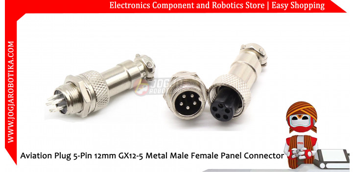 Aviation Plug 5-Pin 12mm GX12-5 Metal Male Female Panel Connector