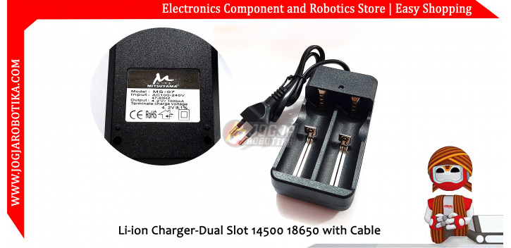 Li-ion Charger-Dual Slot 14500 18650 with Cable
