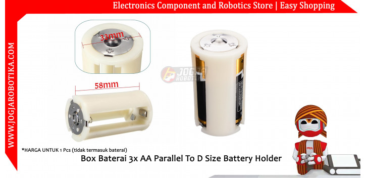 Box Baterai 3x AA Parallel To D Size Battery Holder