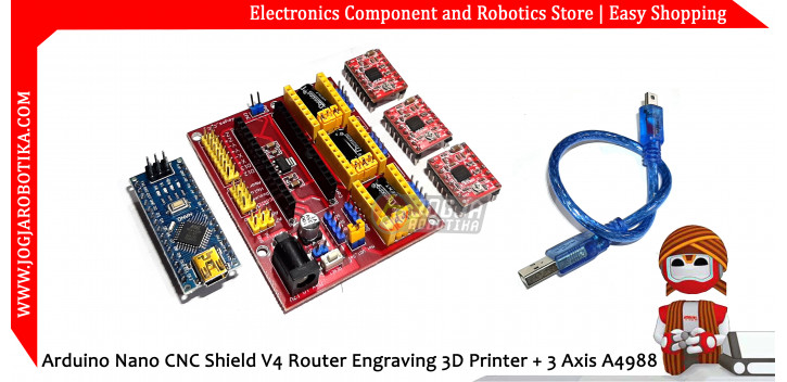 Arduino Nano CNC Shield V4 Router Engraving 3D Printer + 3 Axis A4988