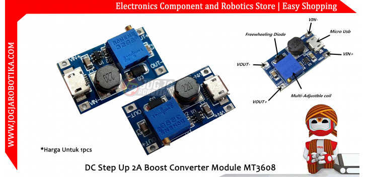 DC-DC Step Up 2A Boost Converter Module MT3608 with Micro USB