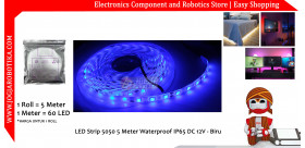 LED Strip Blue 5050 5 Meter Waterproof IP65 DC 12V - Biru