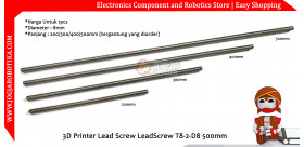 Besi Ulir CNC 3D Printer Lead Screw LeadScrew T8-2-D8 500mm