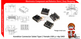 Konektor Connector Soket Type C Female USB 3.1 16p SMD