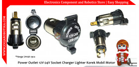 Power Outlet 12V-24V Socket Charger Lighter Korek Mobil Motor