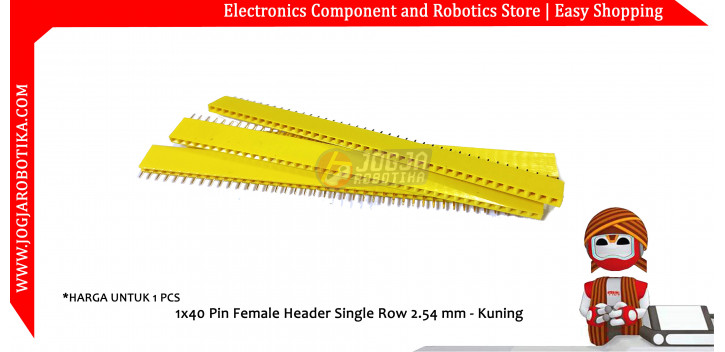 1x40 Pin Female Header Single Row 2.54 mm - Kuning