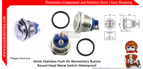 16mm Stainless Push On Momentary Button Round Head Metal Switch Waterproof