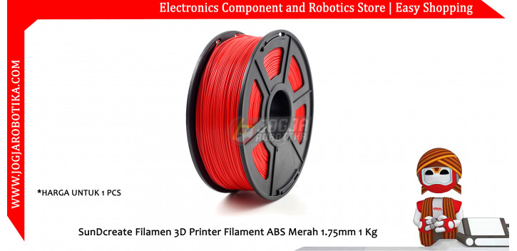 SunDcreate Filamen 3D Printer Filament ABS Merah 1.75mm 1 Kg
