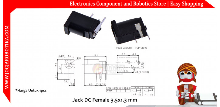 Jack DC Female 3.5x1.3 mm