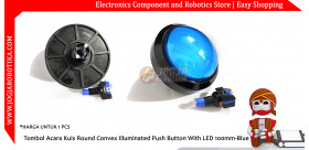 Tombol Acara Kuis Round Convex Illuminated Push Button With LED 100mm-Blue