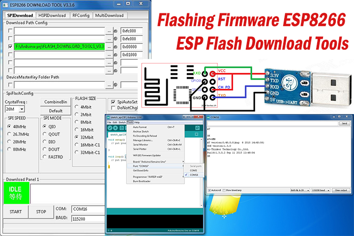 Flashing Firmware ESP8266 menggunakan ESP Flash Download Tools