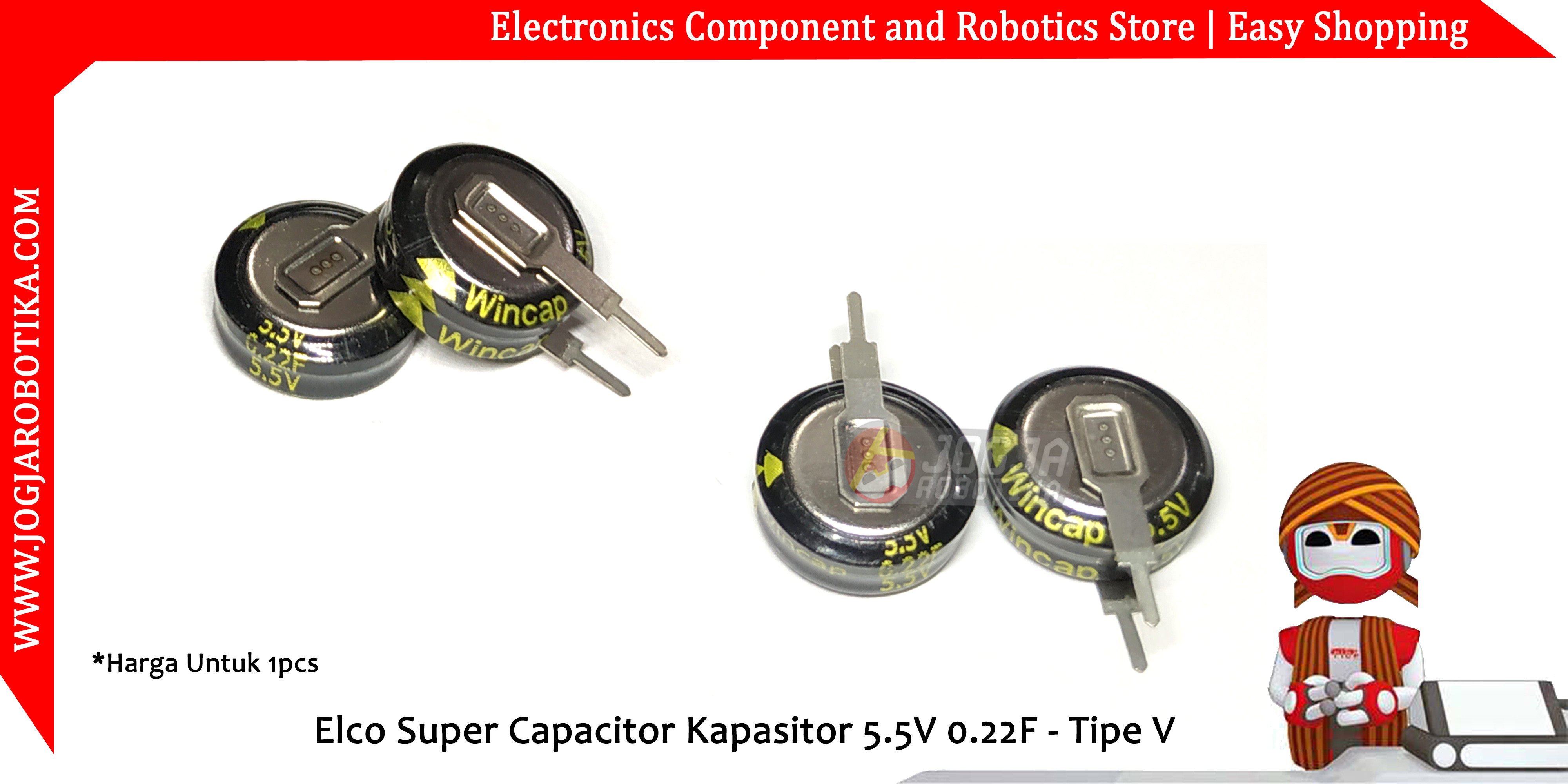 Elco Super Capacitor Kapasitor 5.5V 0.22F - Tipe V
