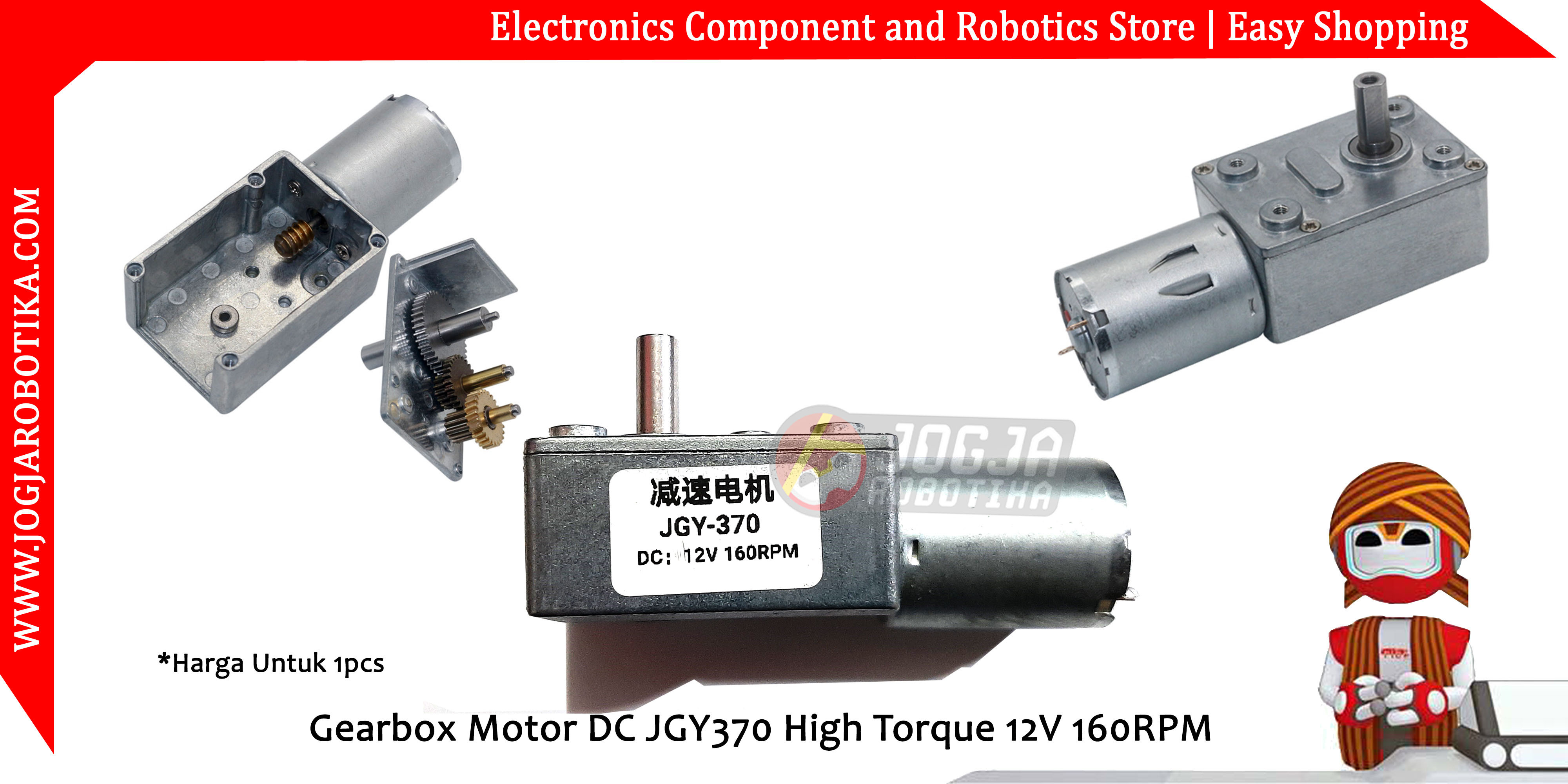 Gearbox Motor DC JGY370 High Torque 12V 160RPM