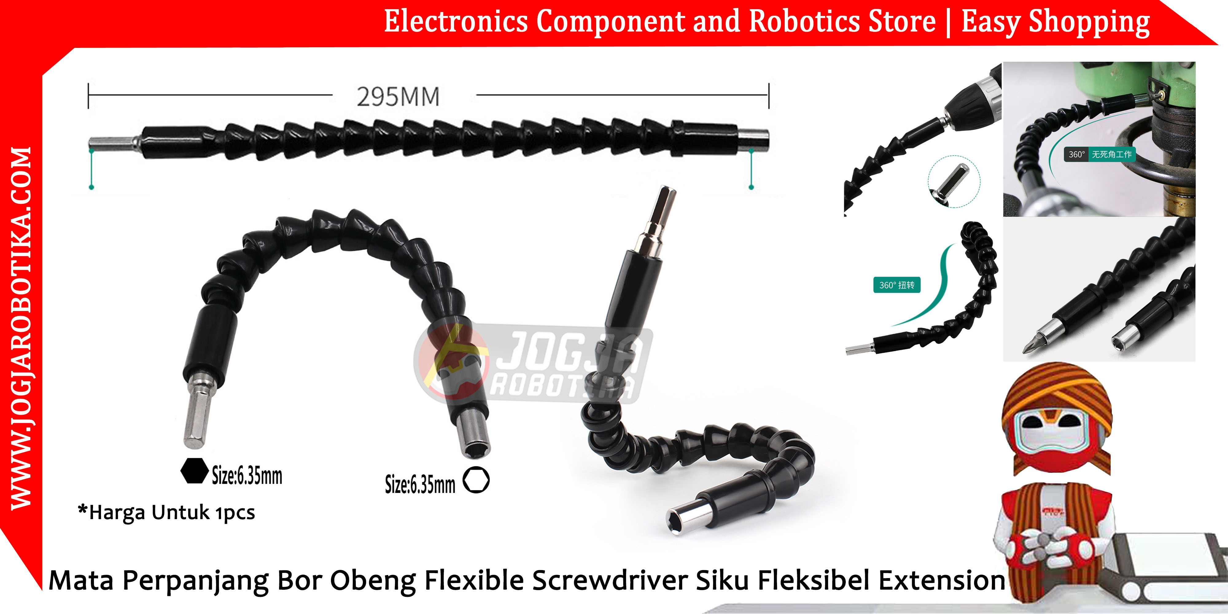 Mata Perpanjang Bor Obeng Flexible Screwdriver Siku Fleksibel Extension