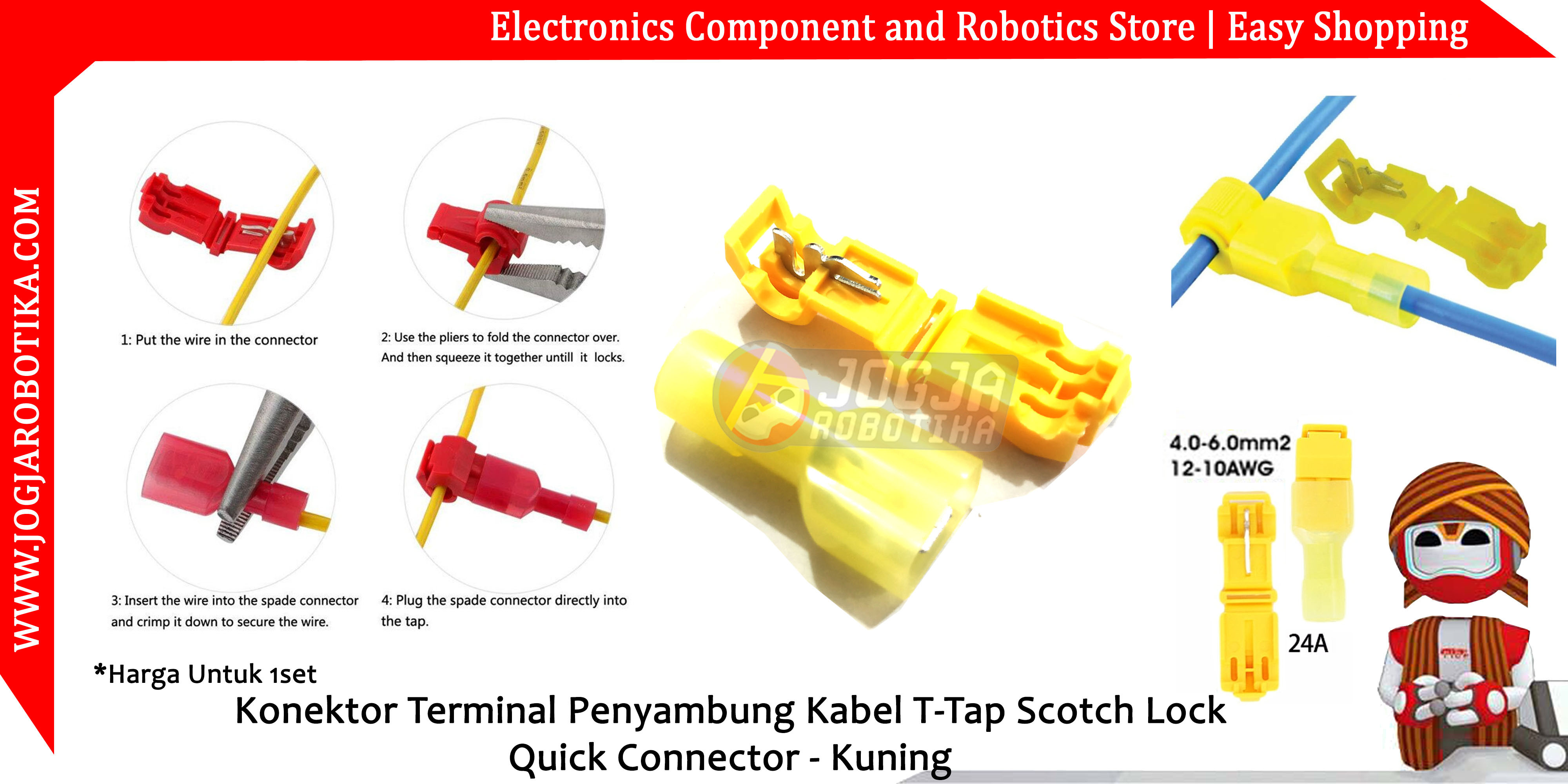 Konektor Terminal Penyambung Kabel T-Tap Scotch Lock Quick Connector - Kuning