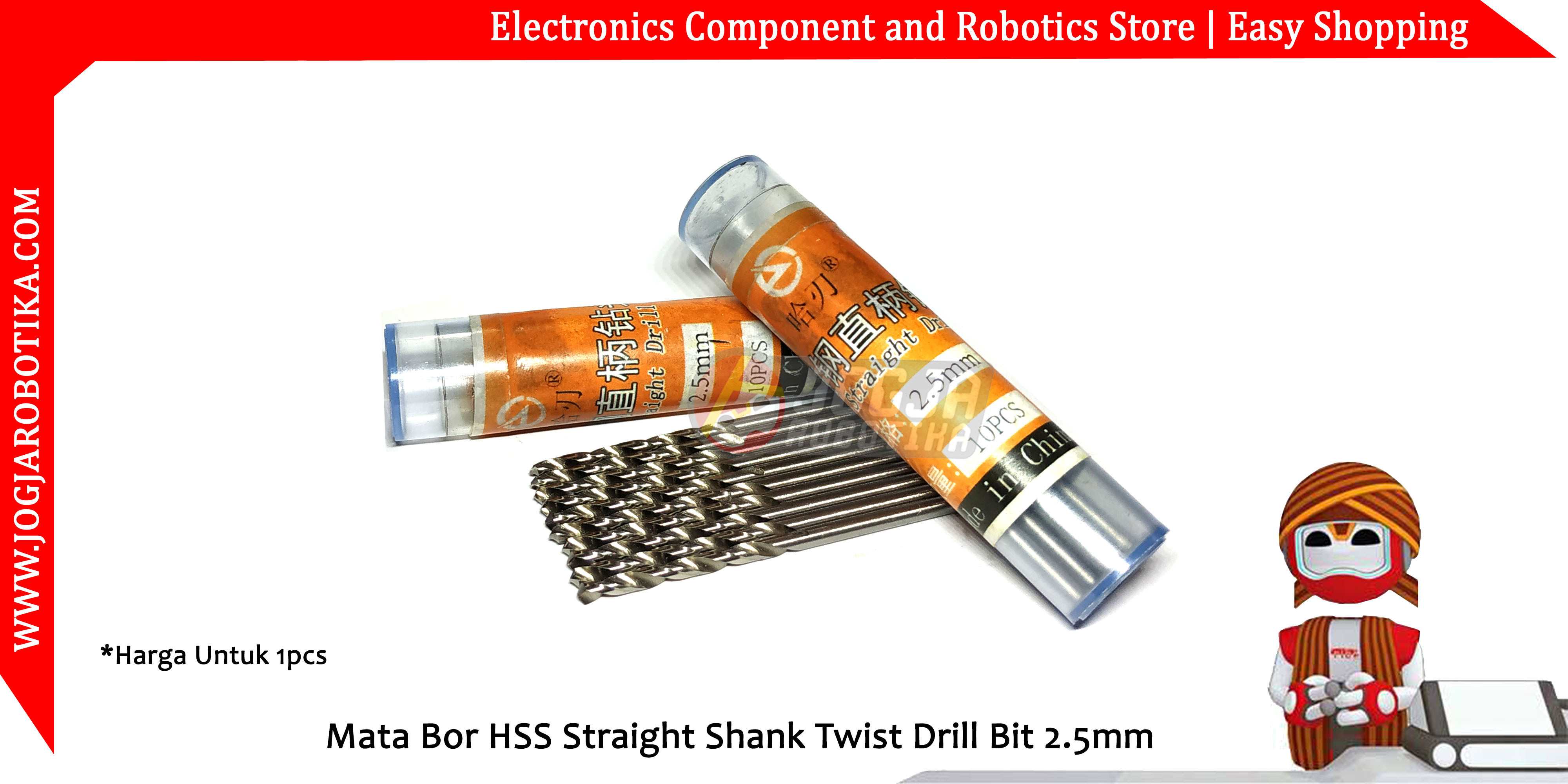 Mata Bor HSS Straight Shank Twist Drill Bit 2.5mm