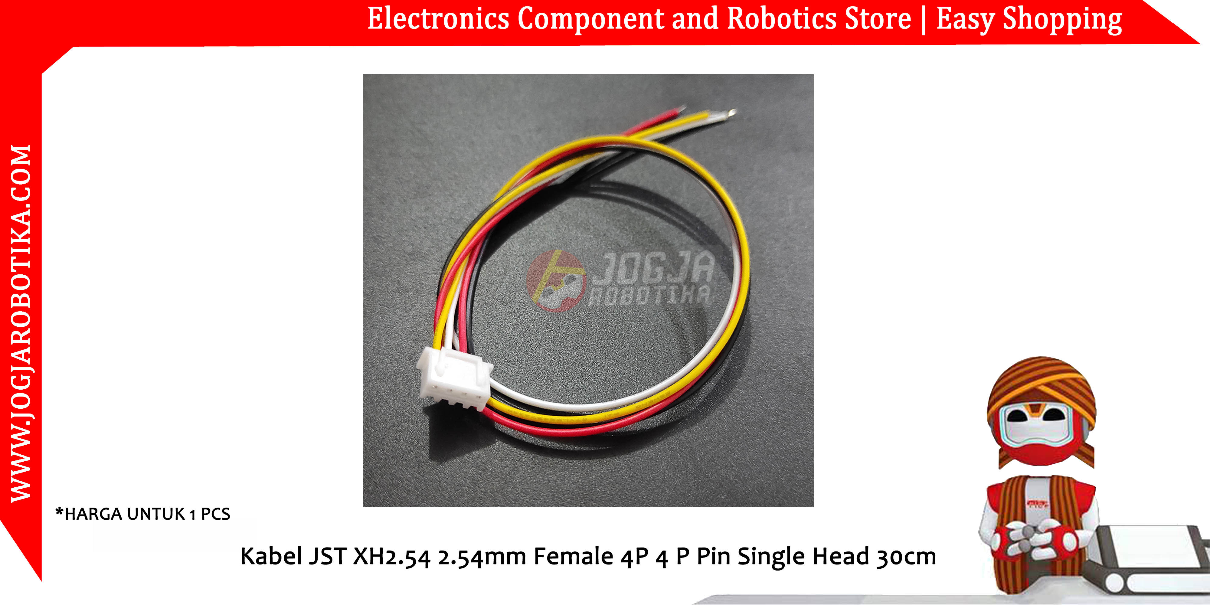 Kabel JST XH2.54 2.54mm Female 4P 4 P Pin Single Head 30cm
