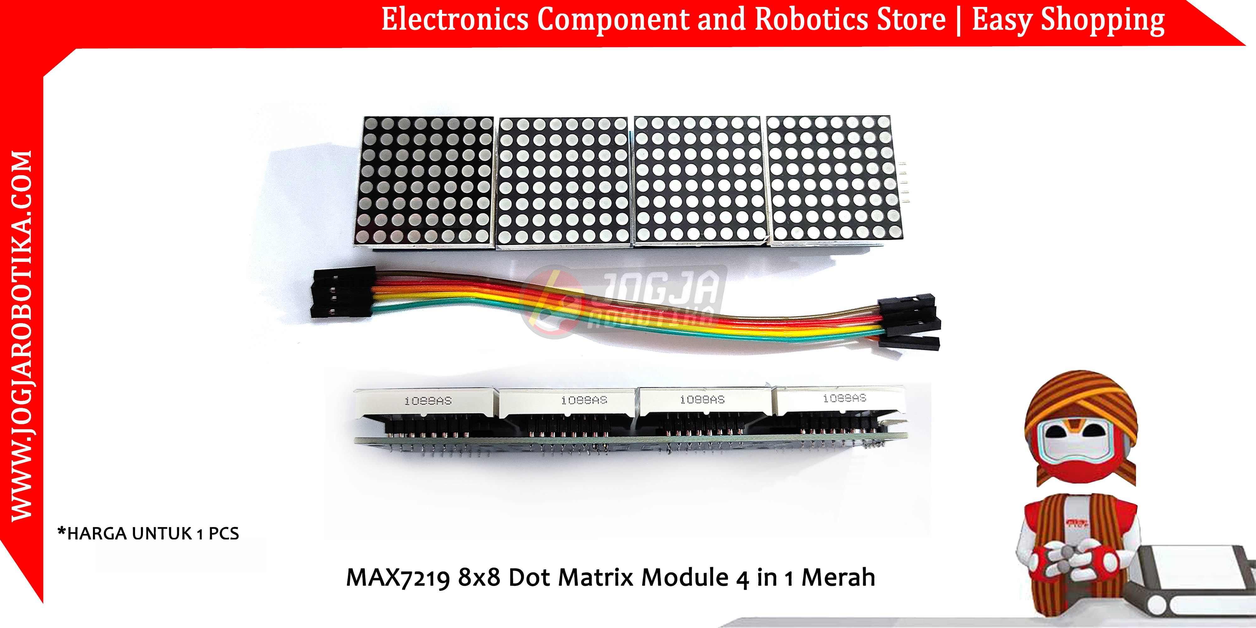 MAX7219 8x8 Dot Matrix Module 4 in 1 Merah