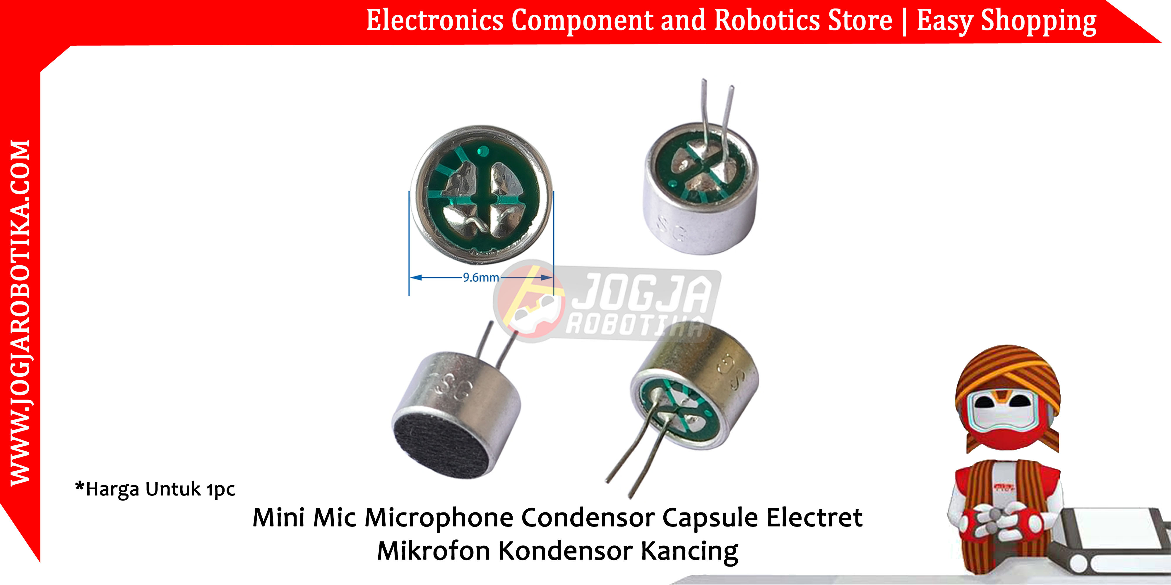 Mini Mic Microphone Condensor Capsule Electret Mikrofon Kondensor Kancing