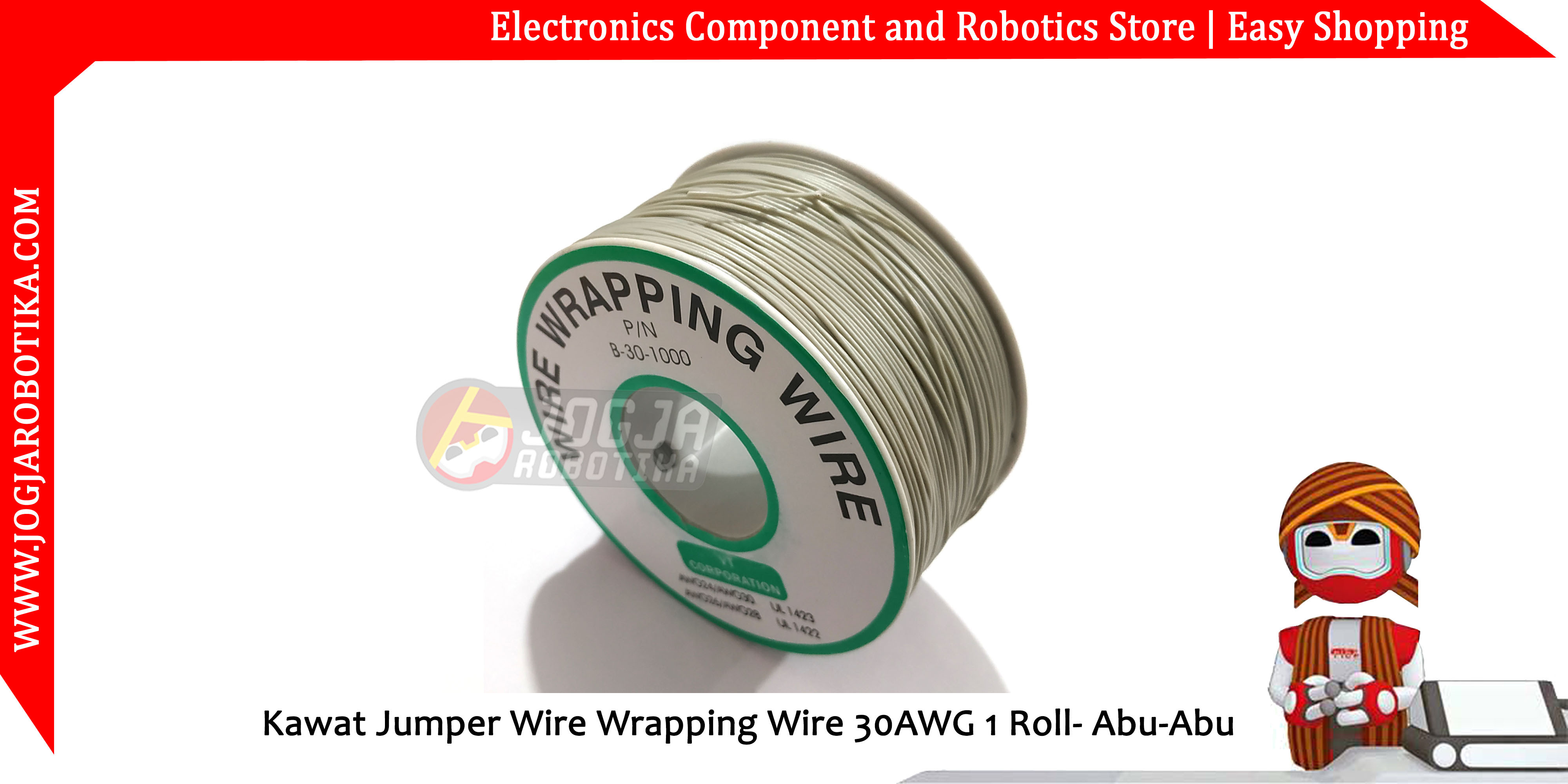Kawat Jumper Wire Wrapping Wire 30AWG 1 Roll - Abu-Abu