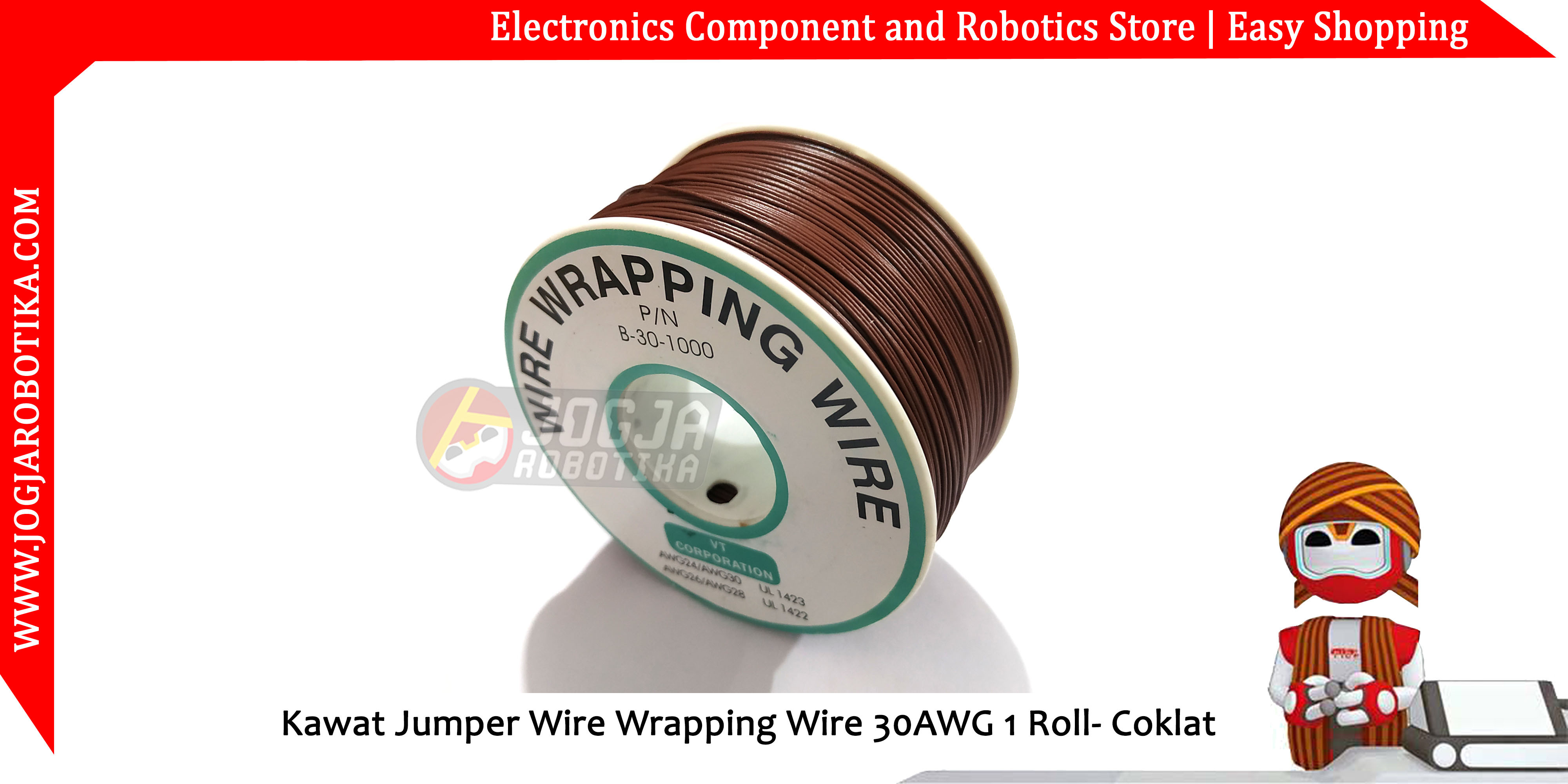Kawat Jumper Wire Wrapping Wire 30AWG 1 Roll - Coklat