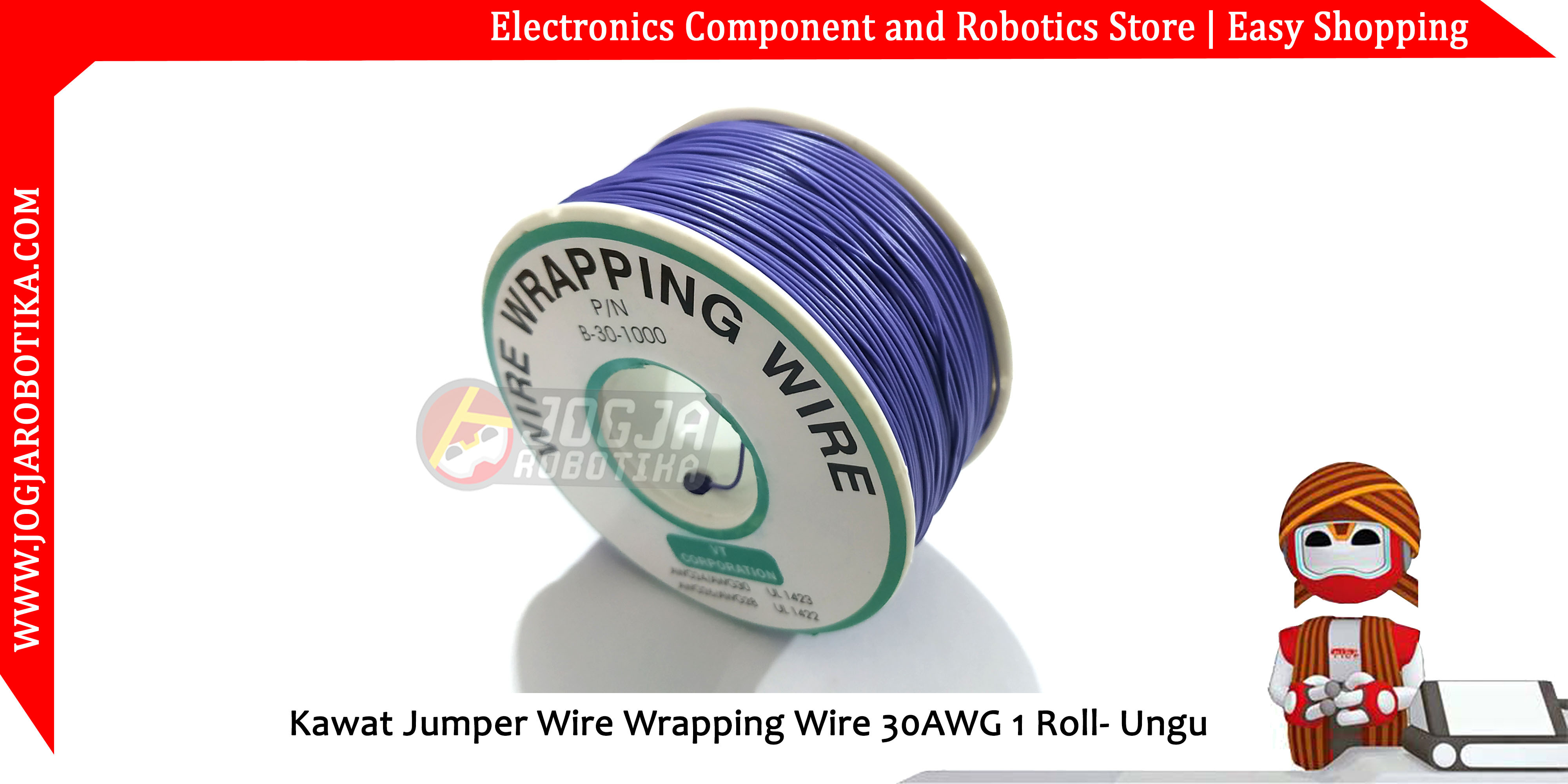 Kawat Jumper Wire Wrapping Wire 30AWG 1 Roll - Ungu