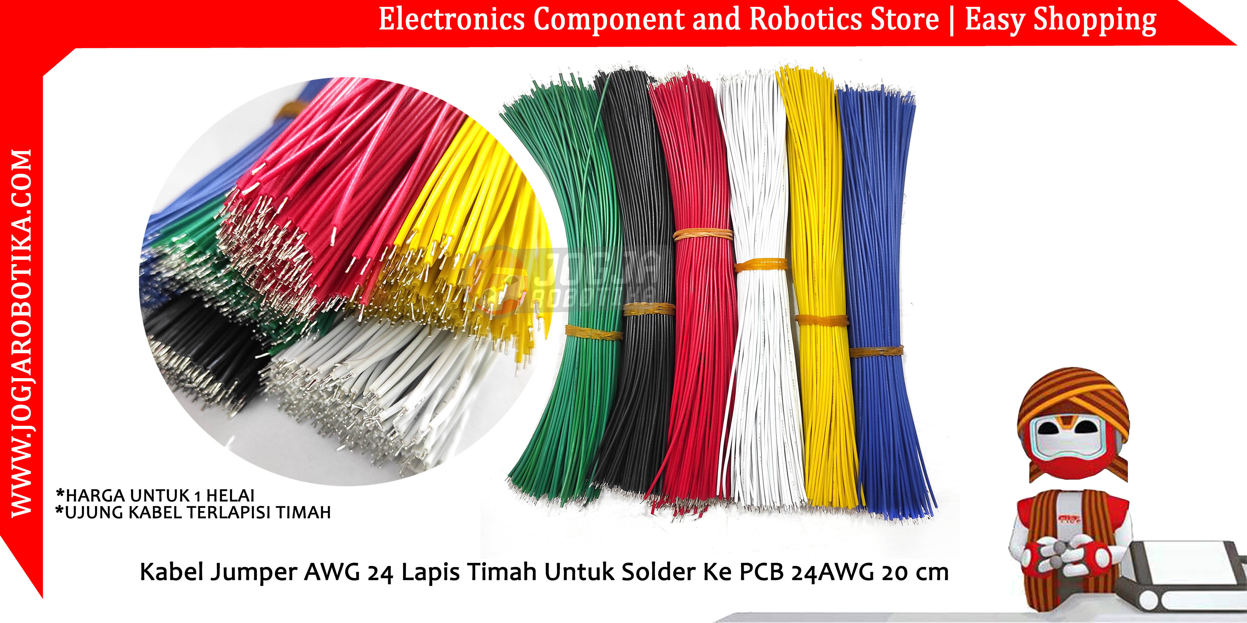 Kabel Jumper AWG 24 Lapis Timah Untuk Solder Ke PCB 24AWG 20 cm-Merah