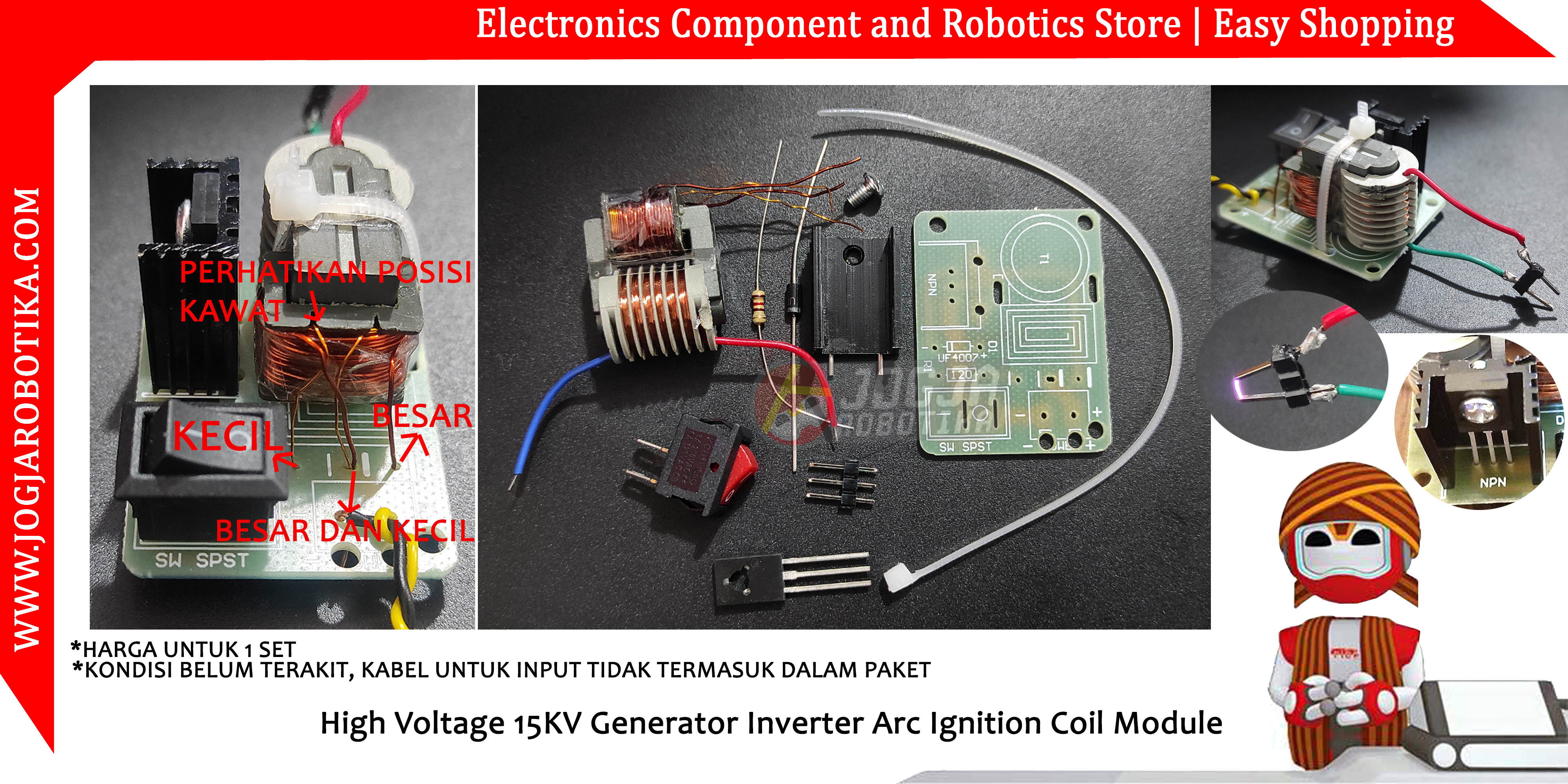 High Voltage 15KV Generator Inverter Arc Ignition Coil Module