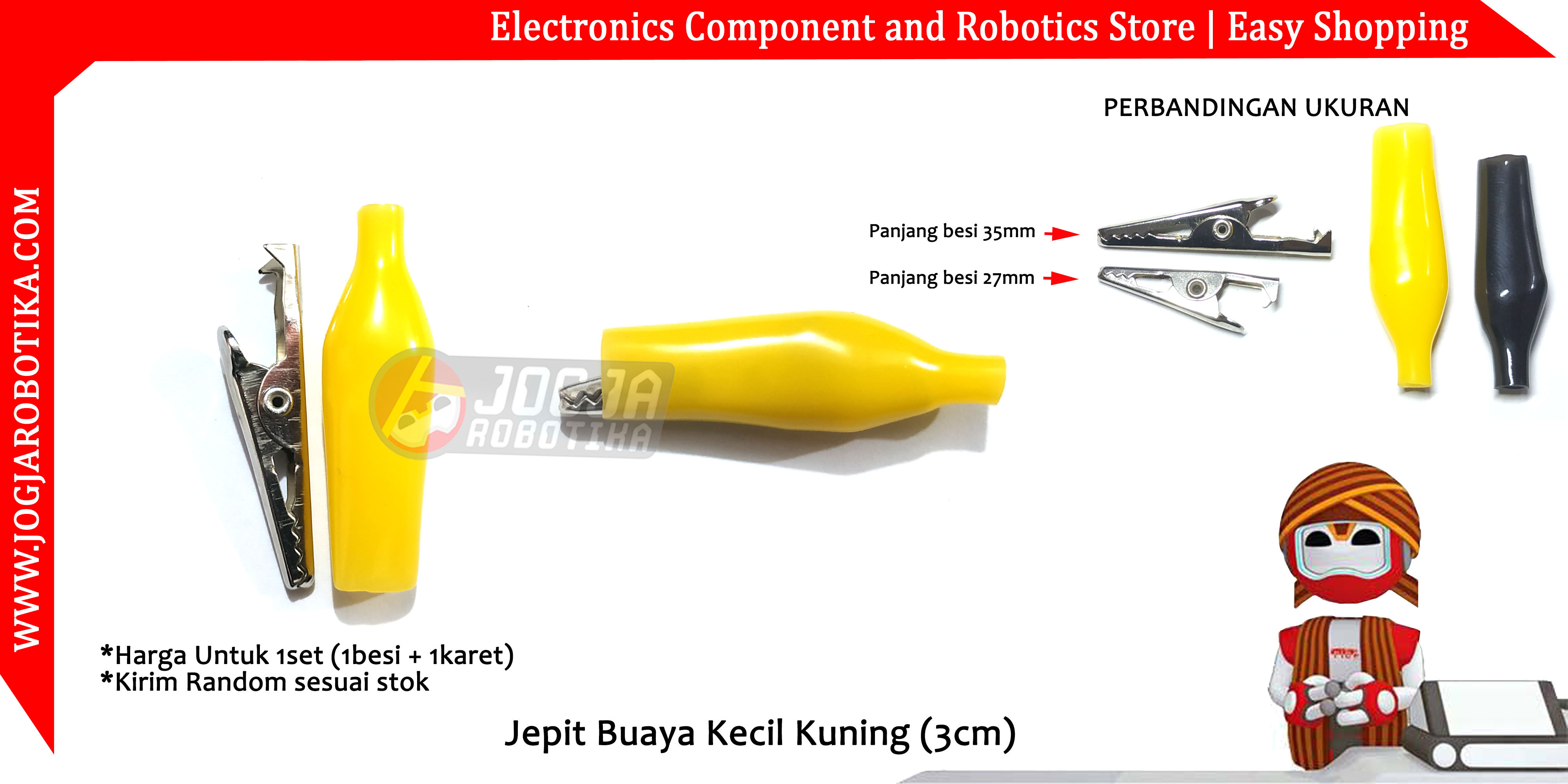 Jepit Buaya Kecil Kuning (3cm)